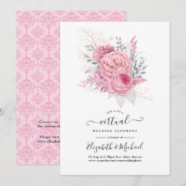 Rosa och silver blomster- och spets virtuell bröll inbjudningar