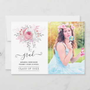Rosa och silver blomsterfotografi för examen meddelande
