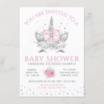 Rosa och Silver Diamond Unicorn Baby Shower