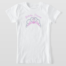 Rosa och Silver födelsedag Princess Tiara T Shirt