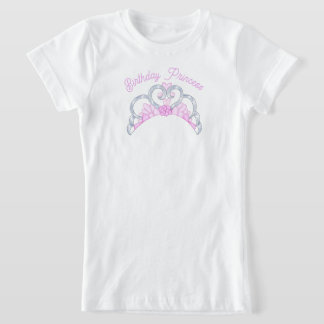Rosa och Silver födelsedag Princess Tiara T Shirt