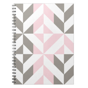 Rosa och Silver Geometric ZigZag Anteckningsbok