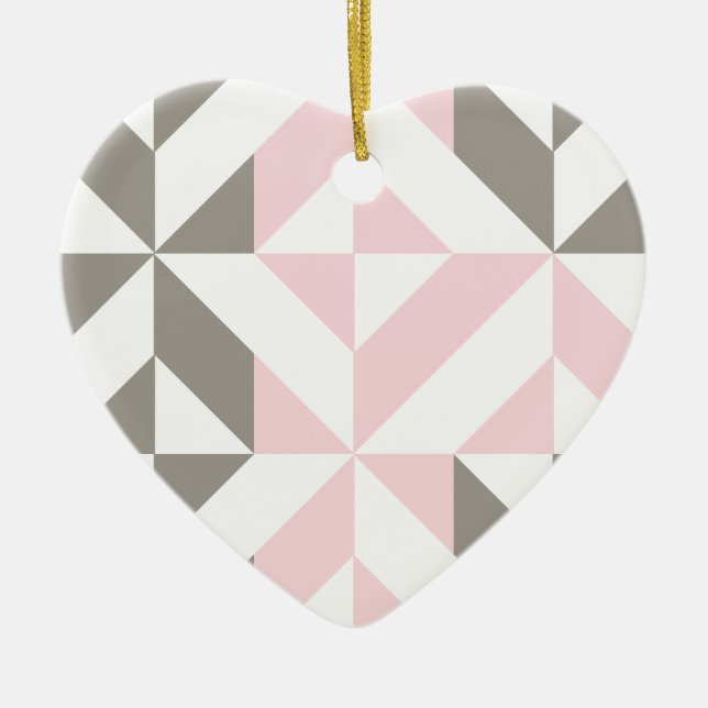 Rosa och Silver Geometric ZigZag Julgransprydnad Keramik (Framsidan)