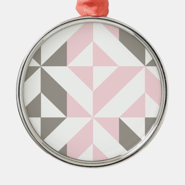 Rosa och Silver Geometric ZigZag Julgransprydnad Metall (Framsidan)