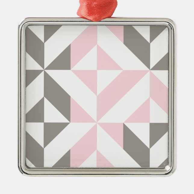 Rosa och Silver Geometric ZigZag Julgransprydnad Metall (Framsidan)