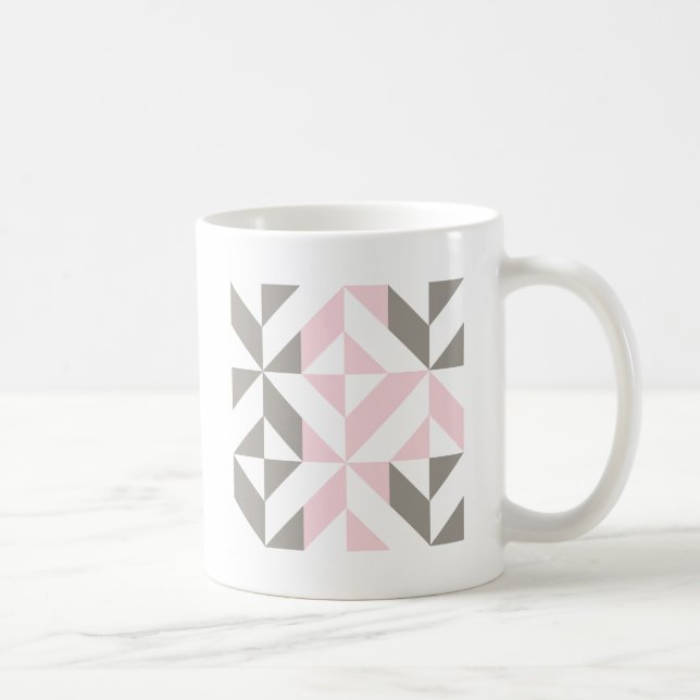 Rosa och Silver Geometric ZigZag Kaffemugg (Höger)
