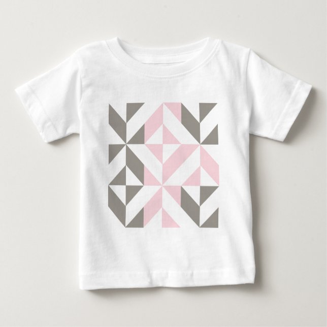 Rosa och Silver Geometric ZigZag T Shirt (Framsida)