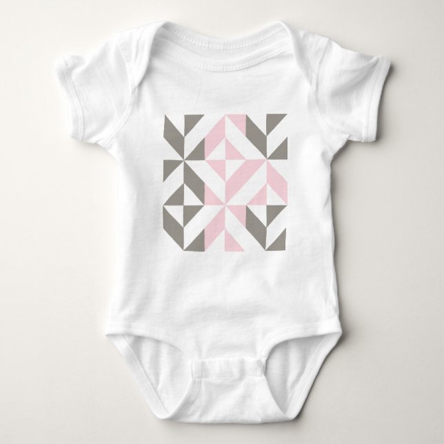 Rosa och Silver Geometric ZigZag T Shirt (Framsida)