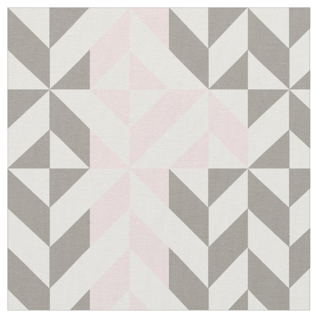 Rosa och Silver Geometric ZigZag Tyg (Närbild)