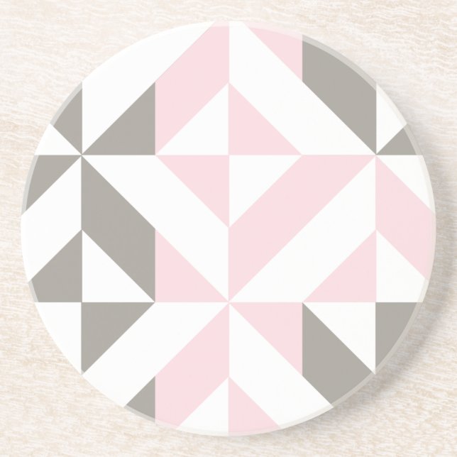 Rosa och Silver Geometric ZigZag Underlägg (Framsidan)