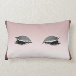 Rosa och Silver Glitter Makeup Eyelash Ro Guld Lumbarkudde