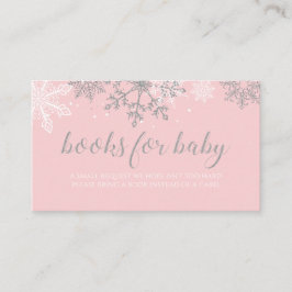 Rosa och silver glitter snöflinga böcker för bebis tilläggskort