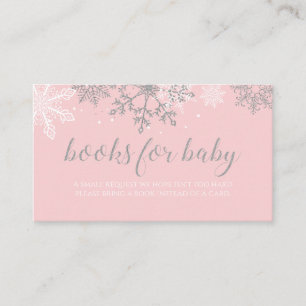 Rosa och Silver Glitter Snowflake Bokar för baby Tilläggskort