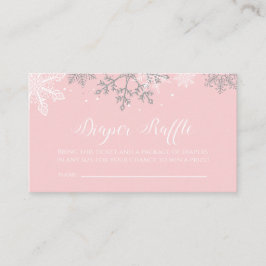 Rosa och Silver Glitter Snowflake Raffle Tilläggskort