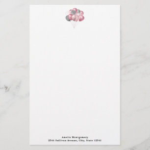 Rosa och Silver i glitter Brevpapper