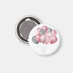 Rosa och Silver i glitter Magnet