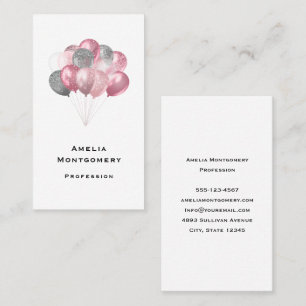 Rosa och Silver i glitter Visitkort