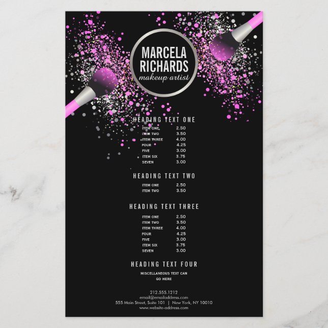Rosa och Silver  konfetti Makeup-konstnär Flyer (Framsidan)