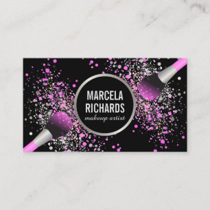 Rosa och Silver konfetti Makeup-konstnär Visitkort