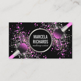 Rosa och Silver konfetti Makeup-konstnär Visitkort