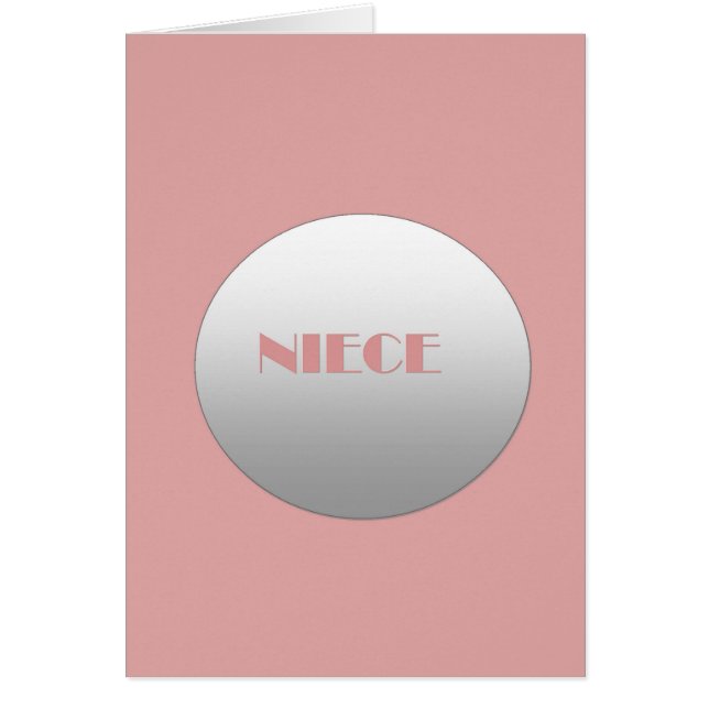 Rosa och Silver Niece Hälsningskort (Framsidan)