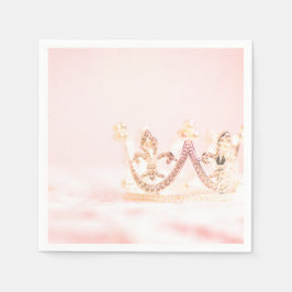 Rosa och silver prinsesskrona pappersservett