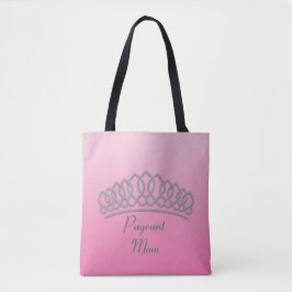 Rosa och Silver Tiara Skönhetstävling Mamma Bag Tygkasse