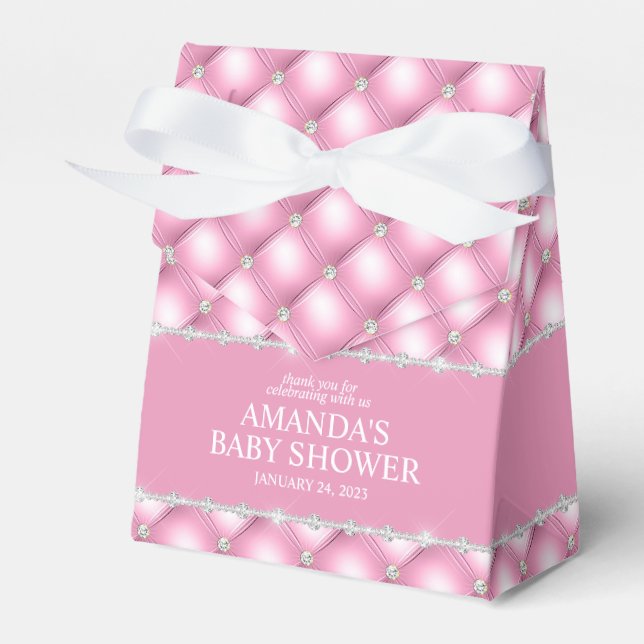 Rosa och Silver Tofsad Glamour Önskaskrin Presentaskar (Framsidan Sidan)