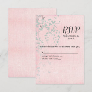 Rosa och Silverblad RSVP OSA Kort