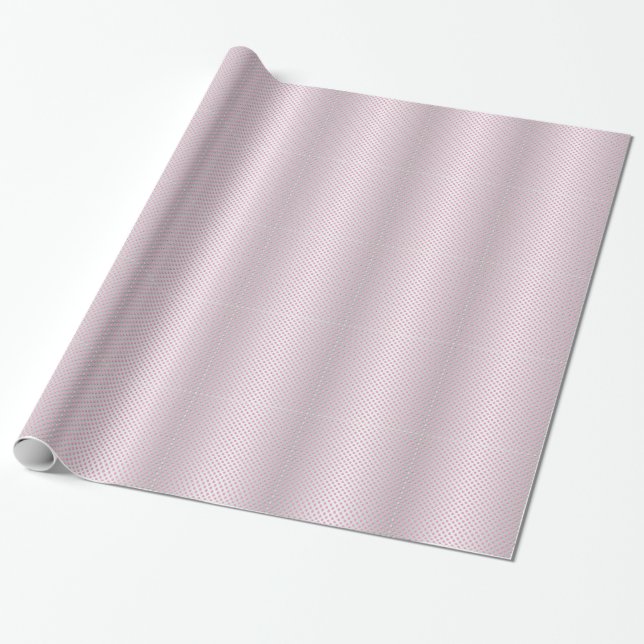 Rosa och silvervit prickmönster presentpapper (Utrullad)