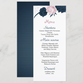 rosa och sjöblommor vackra bröllop meny