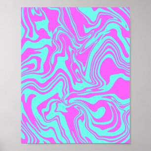 Rosa och skalning av Bright Swirling Abstrakt Poster