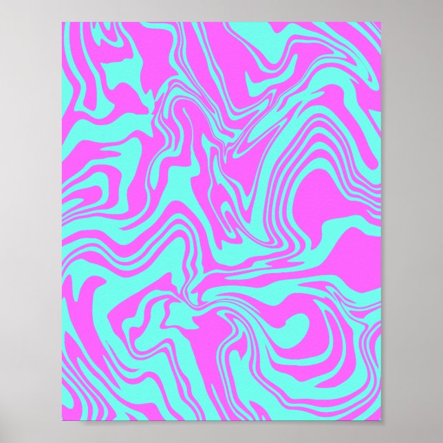 Rosa och skalning av Bright Swirling Abstrakt Poster (Framsidan)