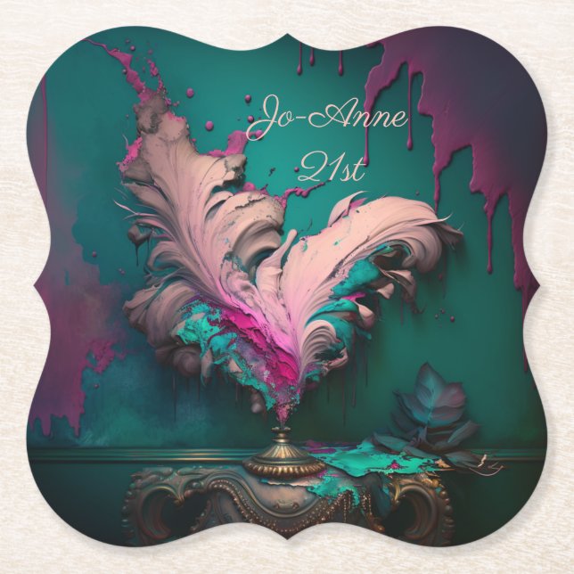 Rosa och skalning av kraftig Abstrakt Underlägg Papper (Framsida)