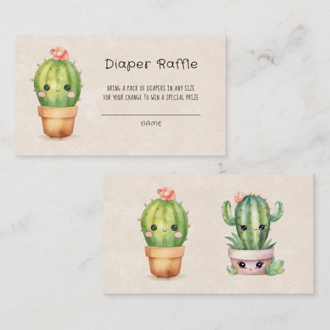 Rosa och sköldpadda Bubbles Diaper Raffle Visitkort (Fram/baksida)