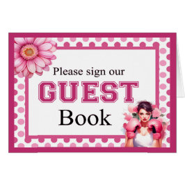 Rosa och Söt Blommigt Breast Cance Guestbook Card OBS Kort