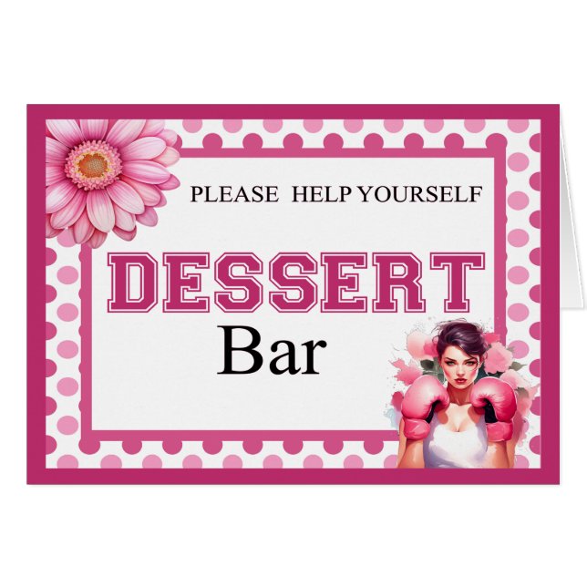 Rosa och Söt Blommigt Bröstcancer Desert Pub OBS Kort (Framsidan Horizontal)