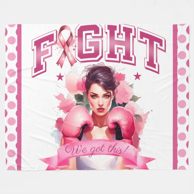 Rosa och Söt Blommigt Bröstcancer Fleecefilt (Framsidan (Horisontell))