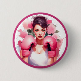 Rosa och Söt Blommigt Bröstcancer Knapp