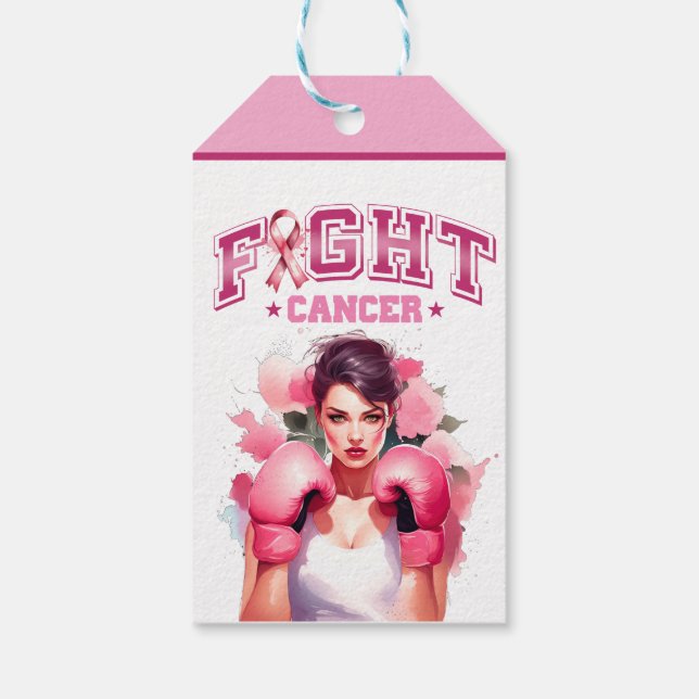 Rosa och Söt Blommigt Bröstcancer Presentetikett (Baksidan)