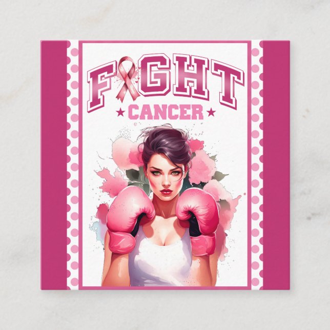Rosa och Söt Blommigt Bröstcancer Tilläggskort (Framsida)