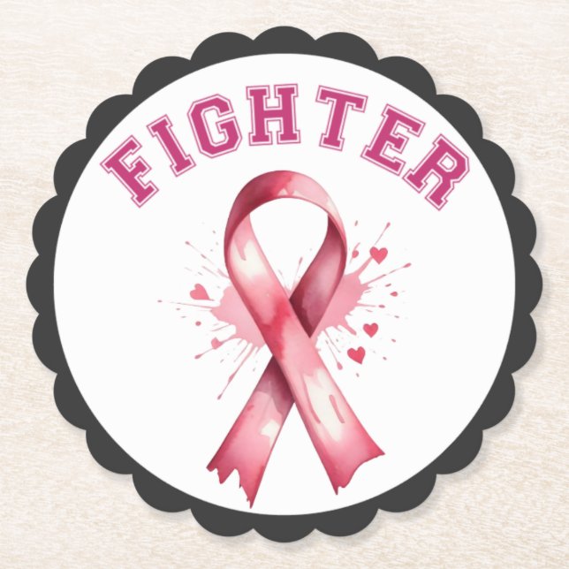 Rosa och Söt Blommigt Bröstcancer Underlägg Papper (Framsida)