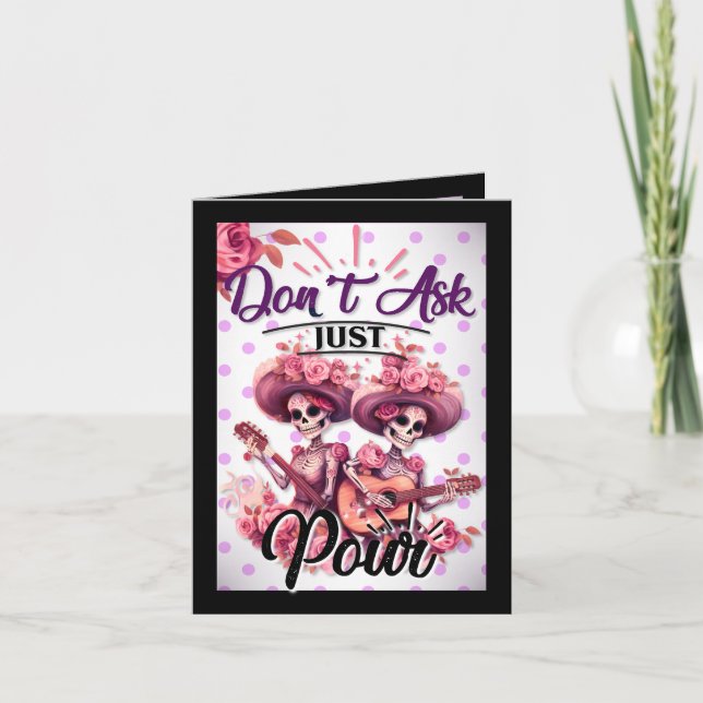 Rosa och Söt Sugar Skull Tack Kort (Framsida)