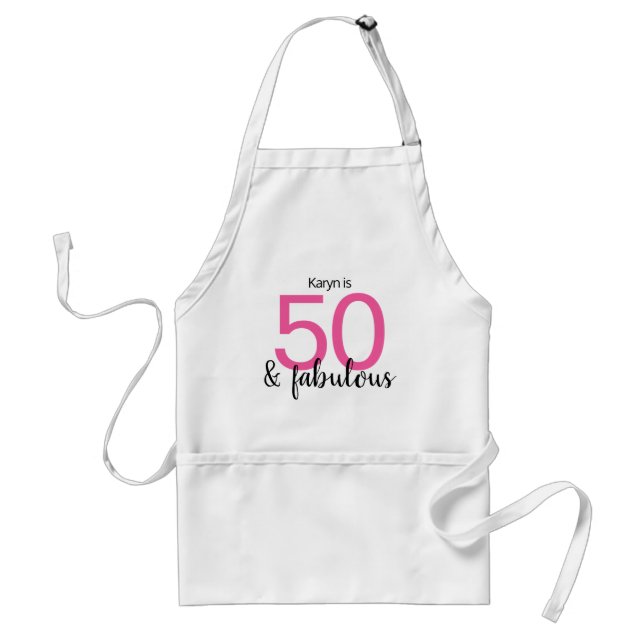 Rosa och svart 50 och Fabulous 50:e födelsedagen Förkläde (Framsidan)