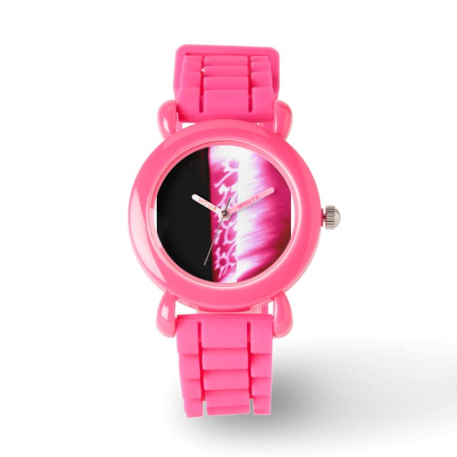 rosa och svart abstrakt designur armbandsur (Framsida)