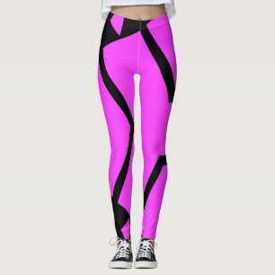 Rosa och svart Abstrakten Linjer Art Leggings