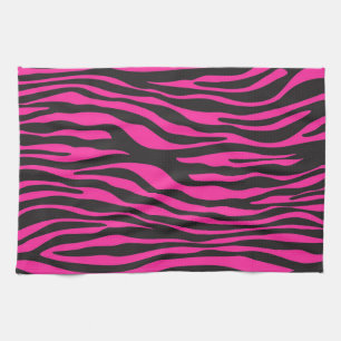 Rosa och svart Abstrakten Zebra ränder Kökshandduk