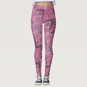 Rosa och svart Abstrakter Leggings