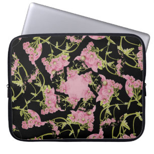Rosa och svart Achillea fractal art Laptop Fodral