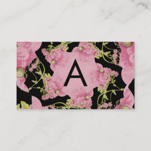 Rosa och svart Achillea Monogram Visitkort